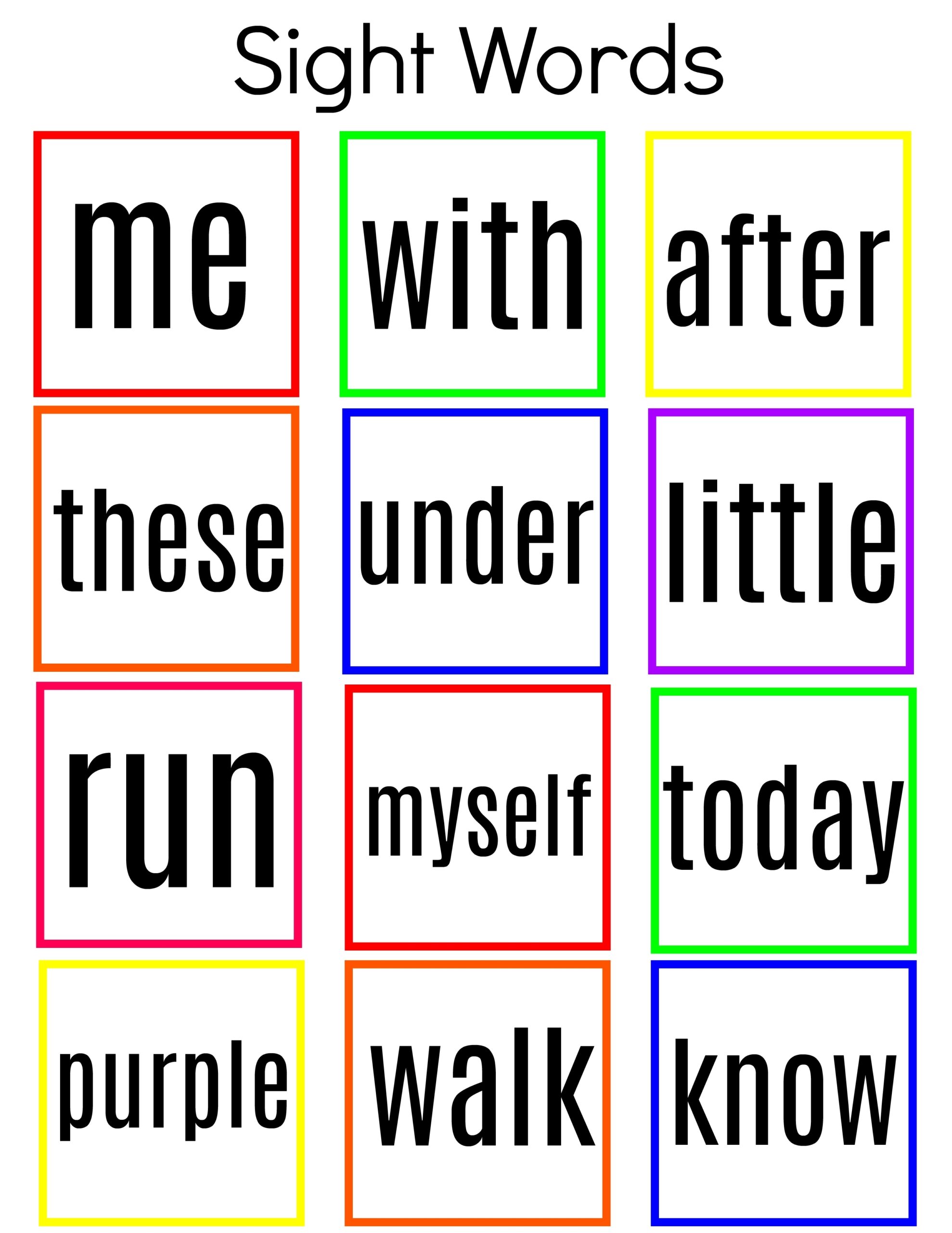 Kindergarten Sight Words Printable Kindergarten Sight Words List 