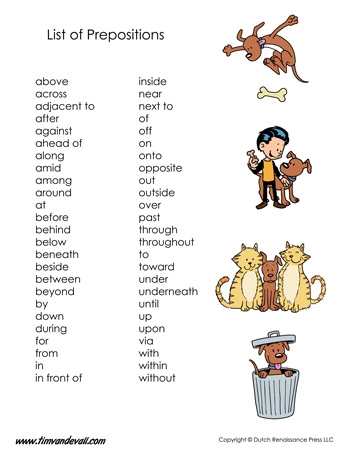 List Of Prepositions Tim 39 s Printables