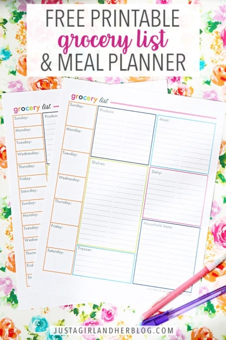 Meal Planner Grocery List Printable