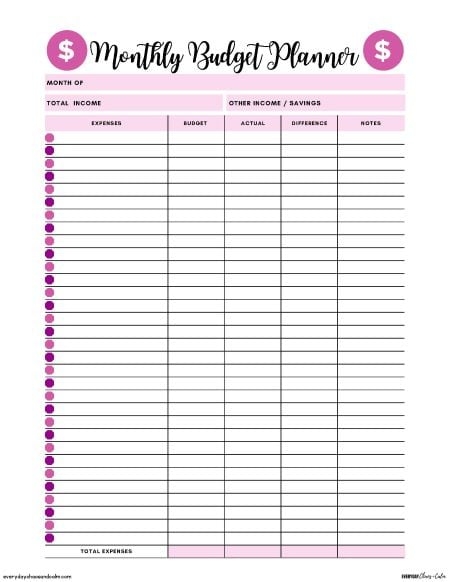Monthly Budget Planner Free Printable Budget Worksheet NBKomputer