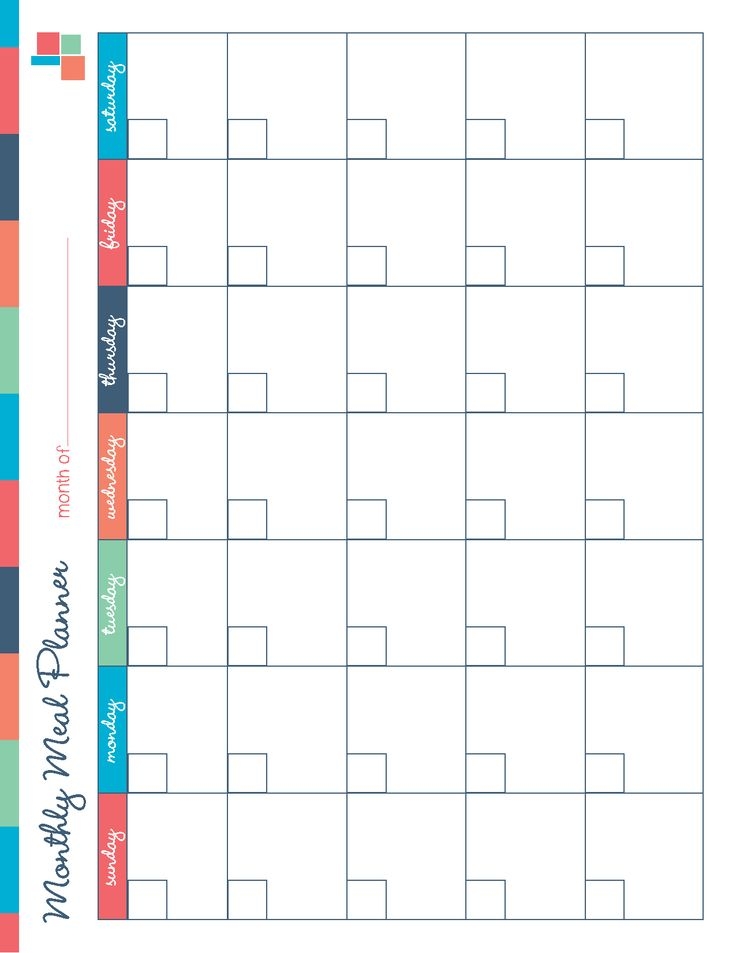 Monthly Meal Planner Printable