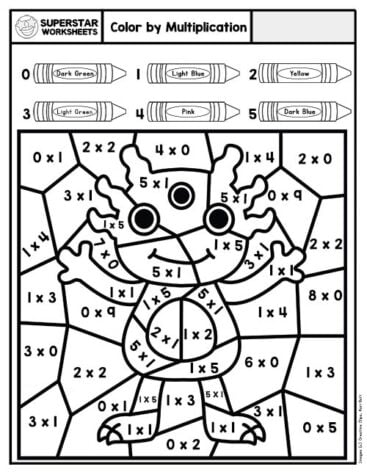 Multiplication Color By Number Superstar Worksheets
