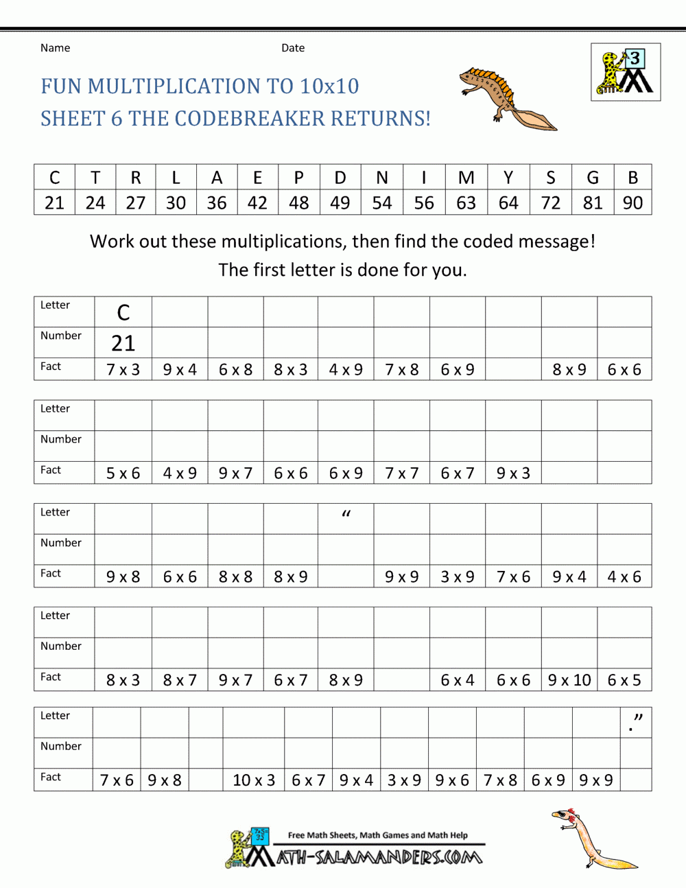 Multiplication Worksheet Printable