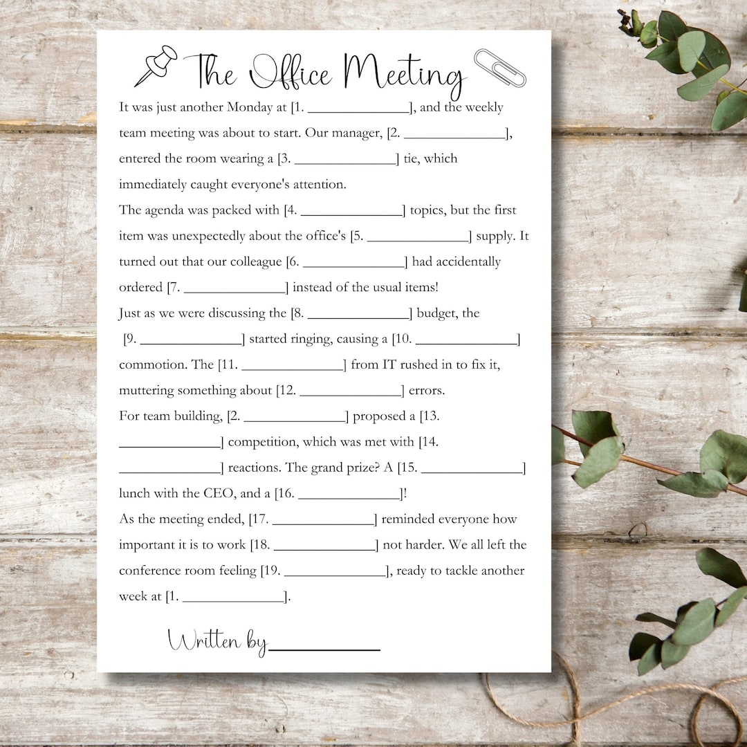 Office Mad Libs Office Games Office Games Printable Printable 