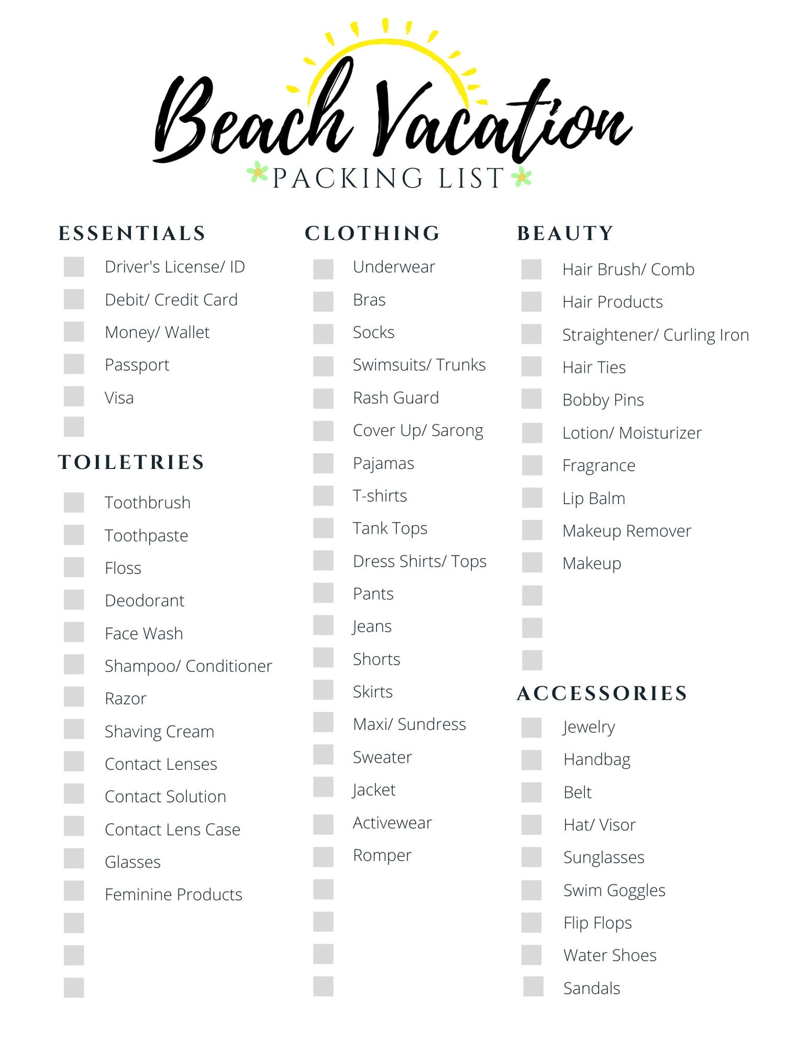 Our Printable Beach Packing List For Families Beachpackinglist Freebie 