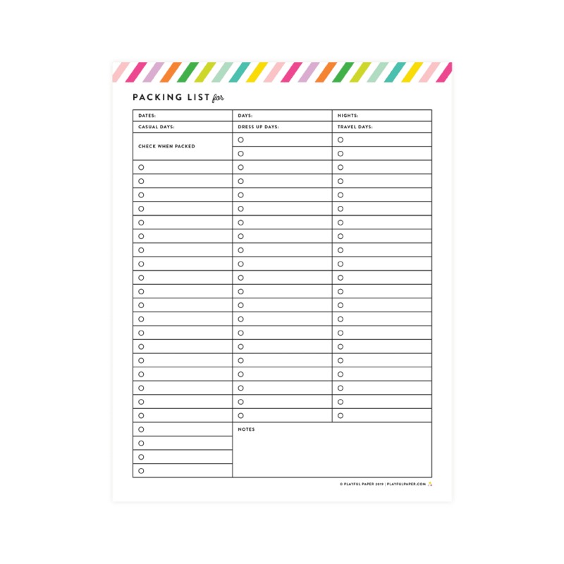 Packing List Printable Hey Linz