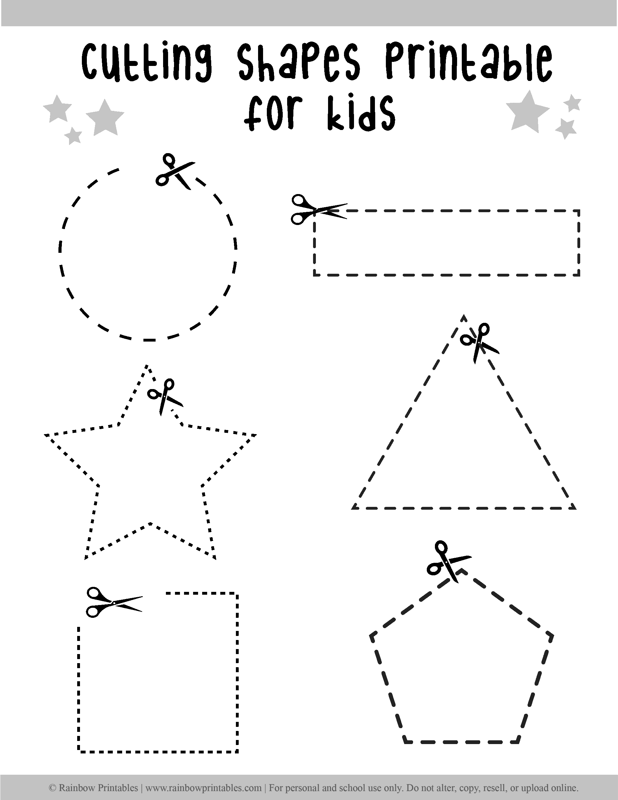 Paper Cutting Lines Shapes Worksheets For Preschool Fine Motor 