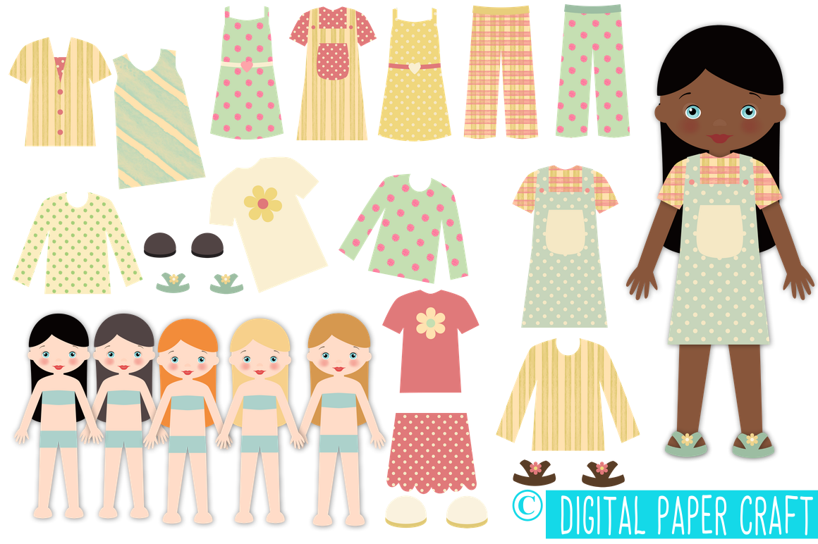 Paper Doll Digital Paper Doll Cut Out Doll Printable Doll Girl 