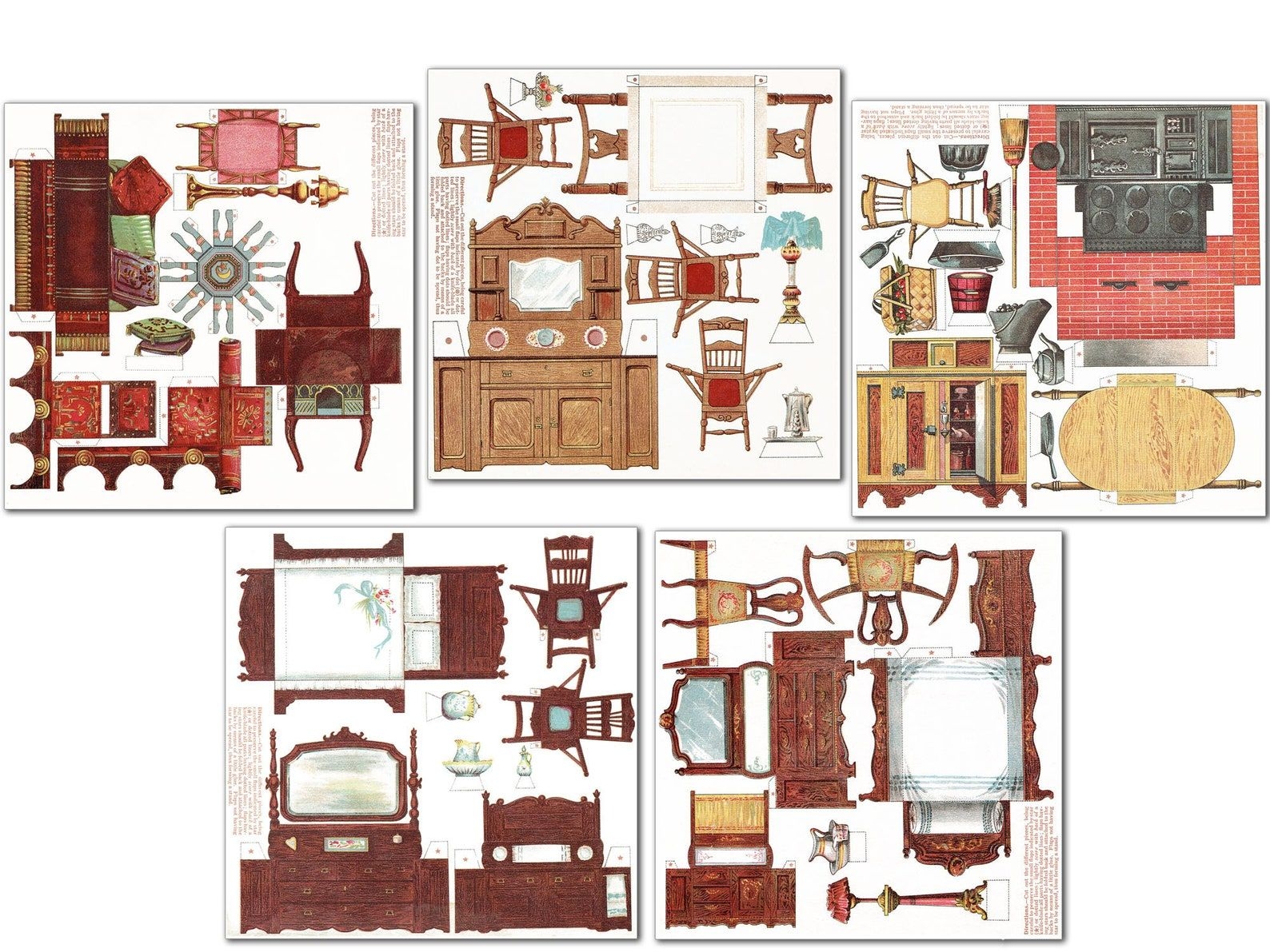 Paper Doll House Furniture Paper Doll Printable Digital Download Etsy