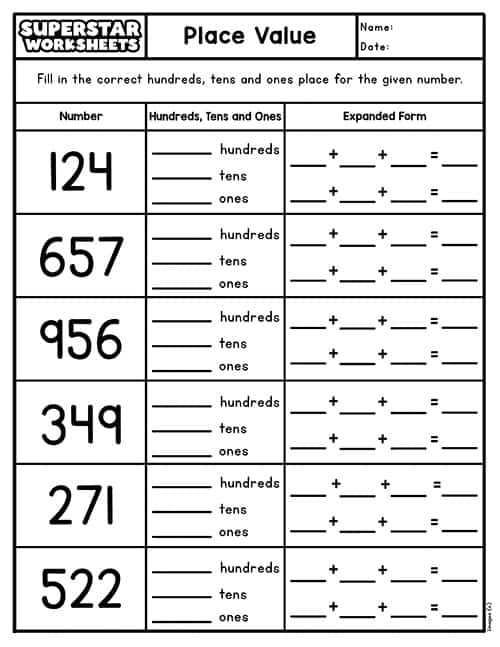 Place Value Worksheets Superstar Worksheets Worksheets Library