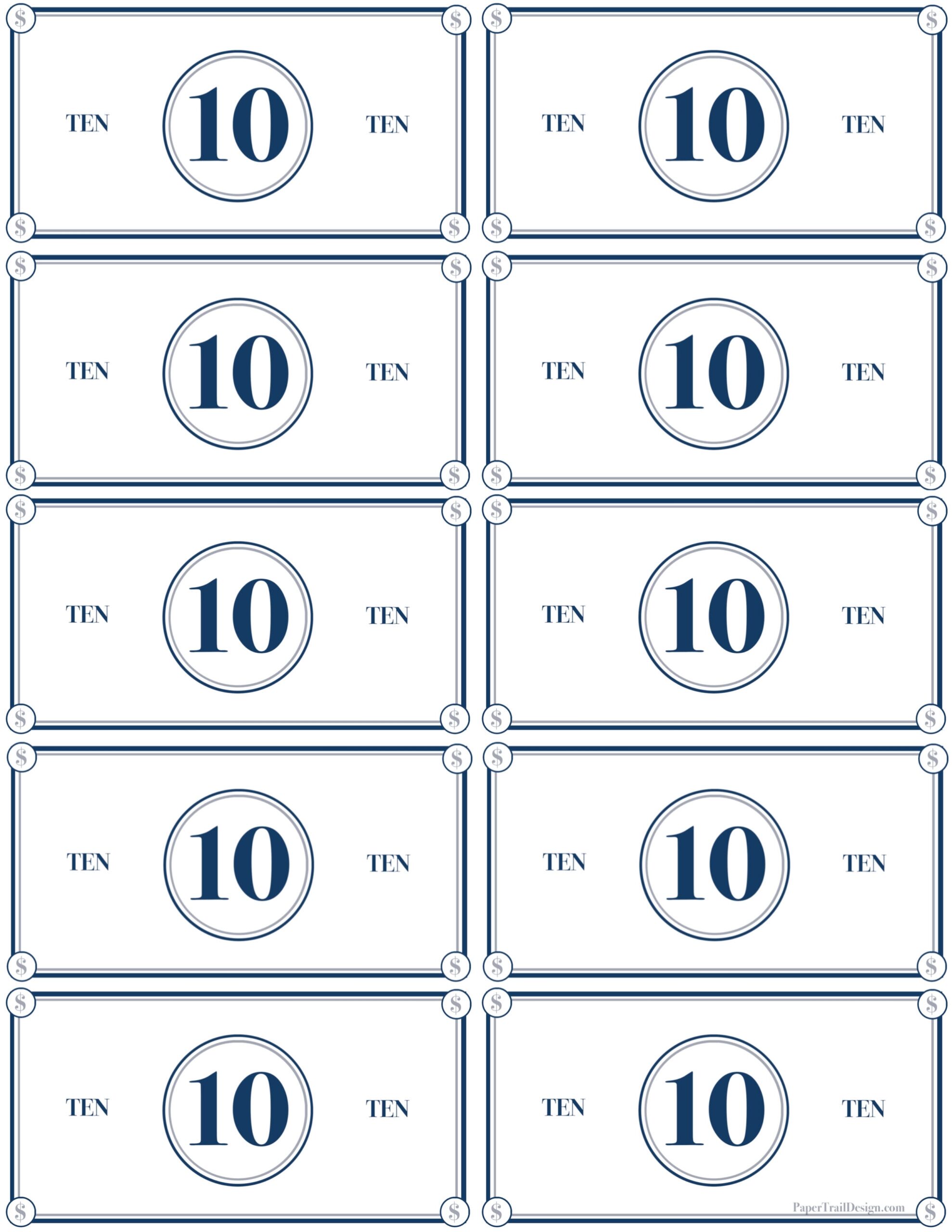 Play Money Printable Paper Trail Design