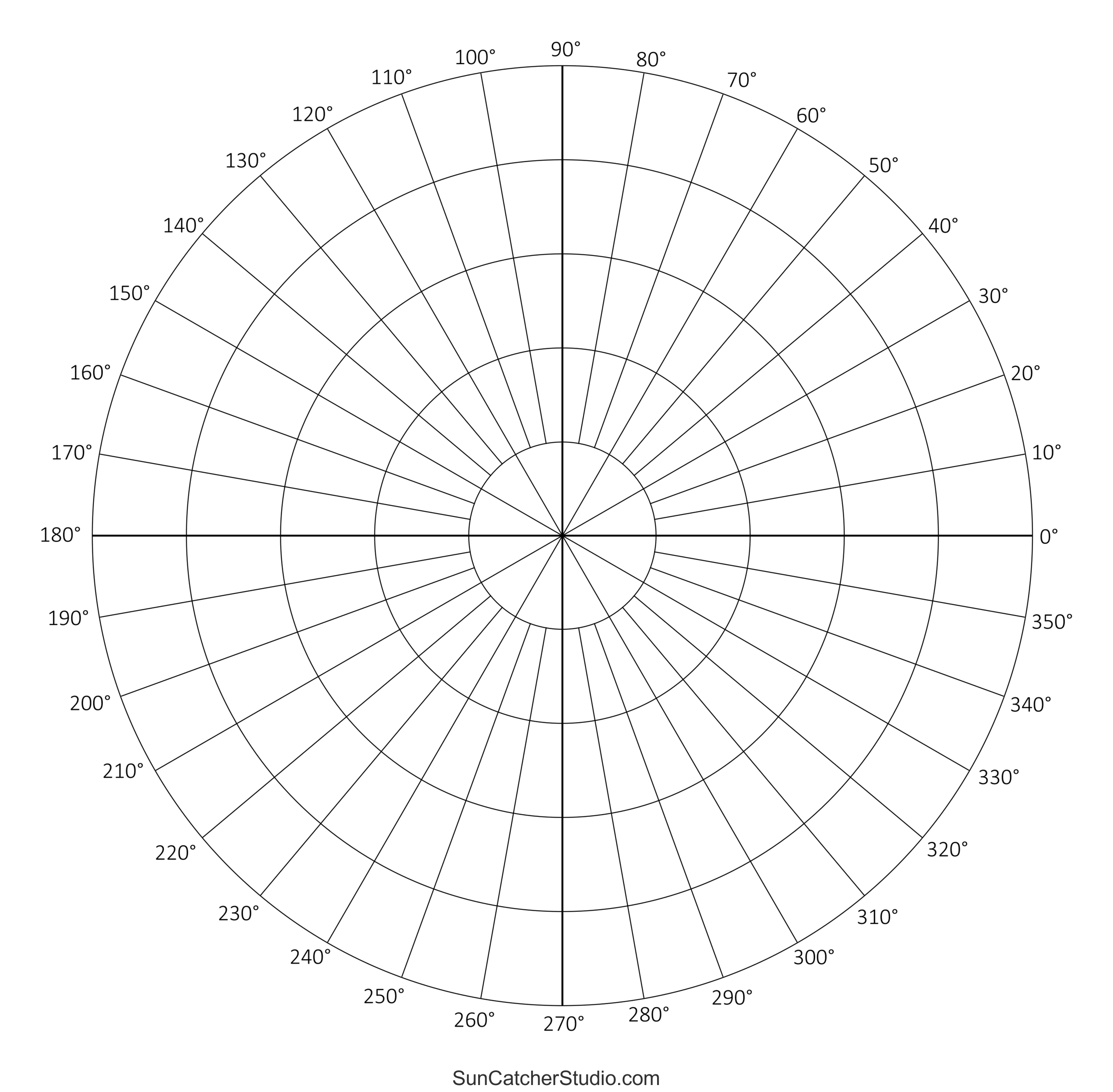 Polar Graph Paper Printable PDF With Radians And Degrees Free 