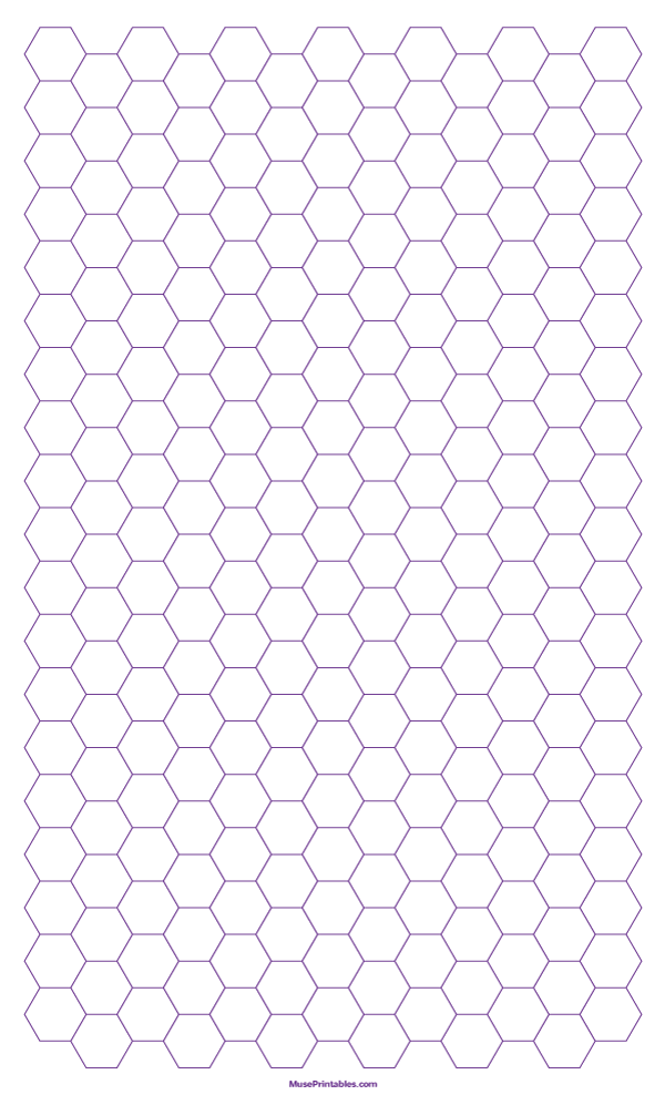 Printable 1 Cm Purple Hexagon Graph Paper For Legal Paper
