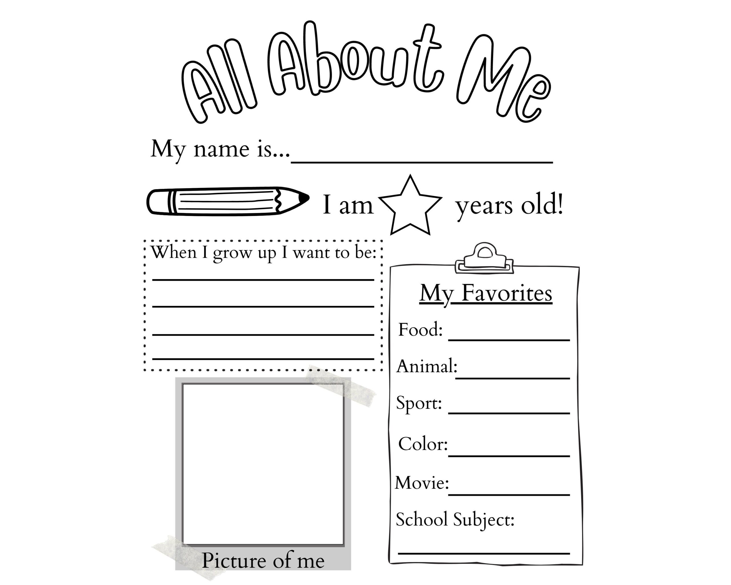 Printable All About Me Worksheet Free Template For Self Expression