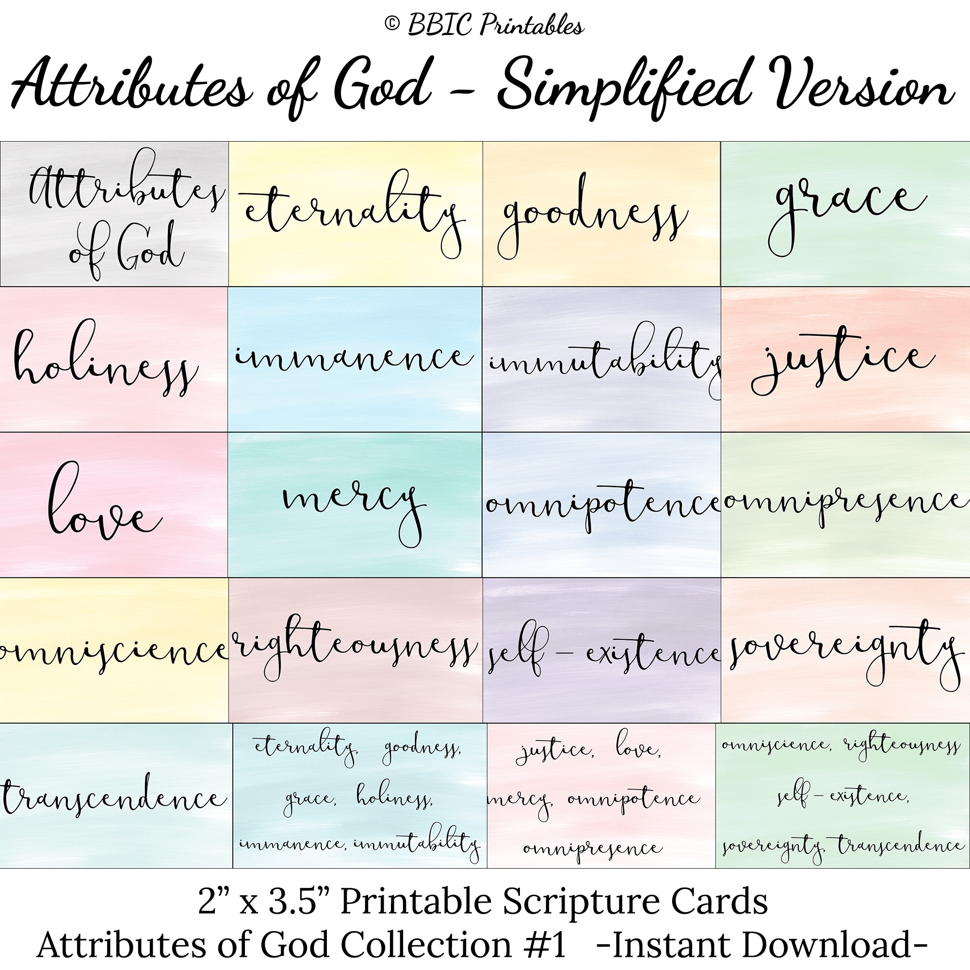 Printable Attributes Of God List