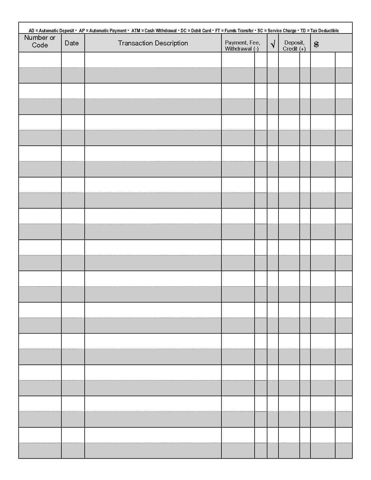 Printable Check Register Template Excel Free Templates Printable