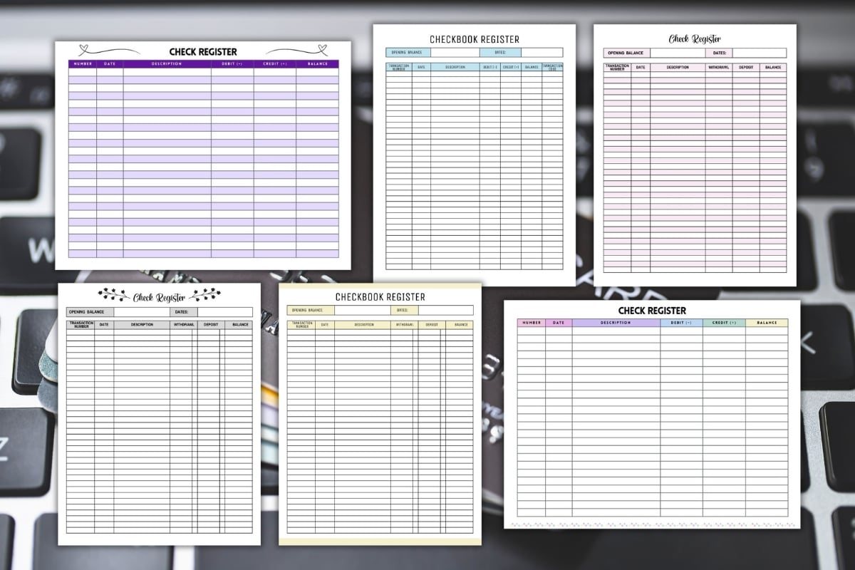 Printable Check Registers Free PDFs 