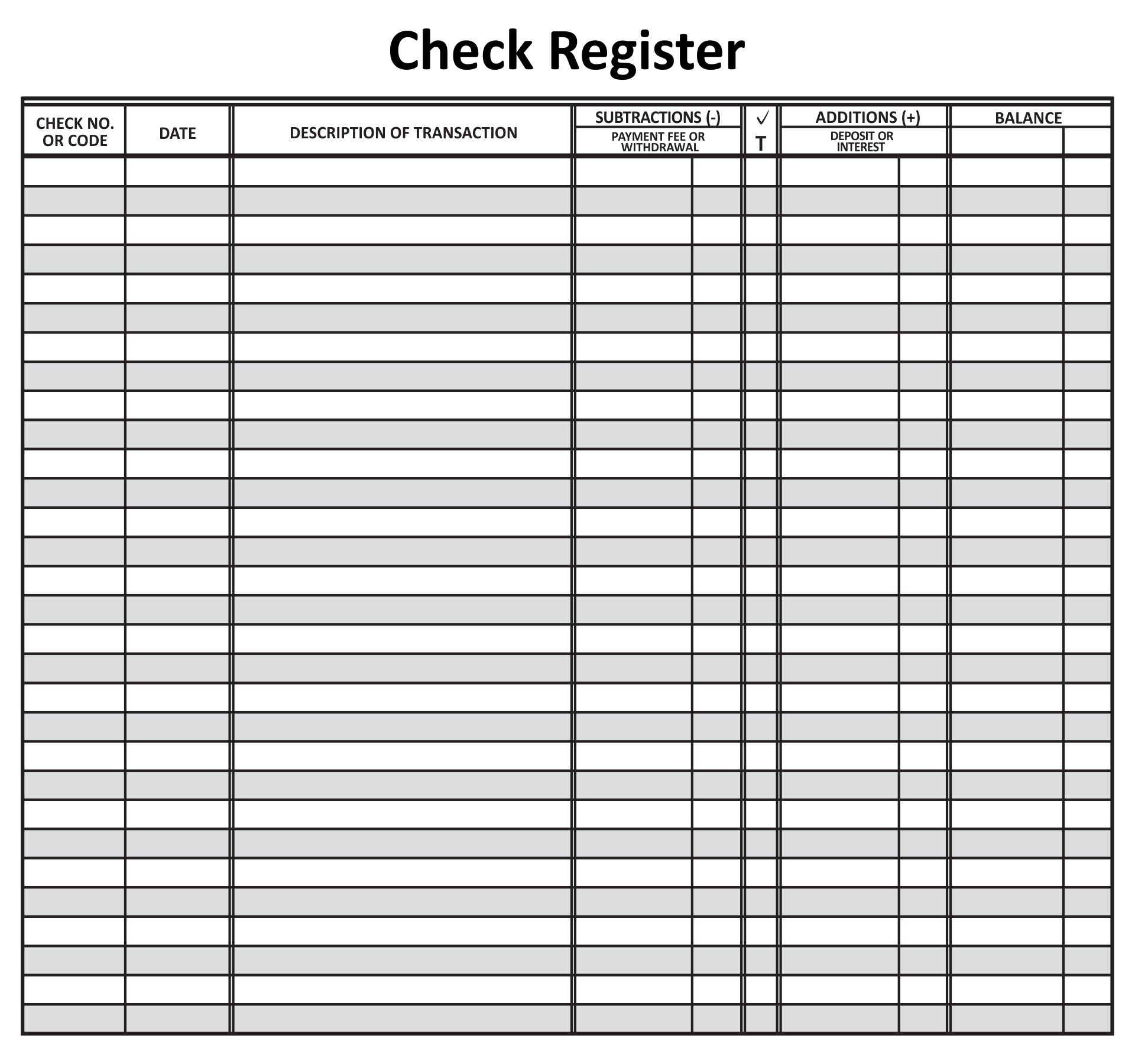 Printable Checkbook Register Ekolasopa