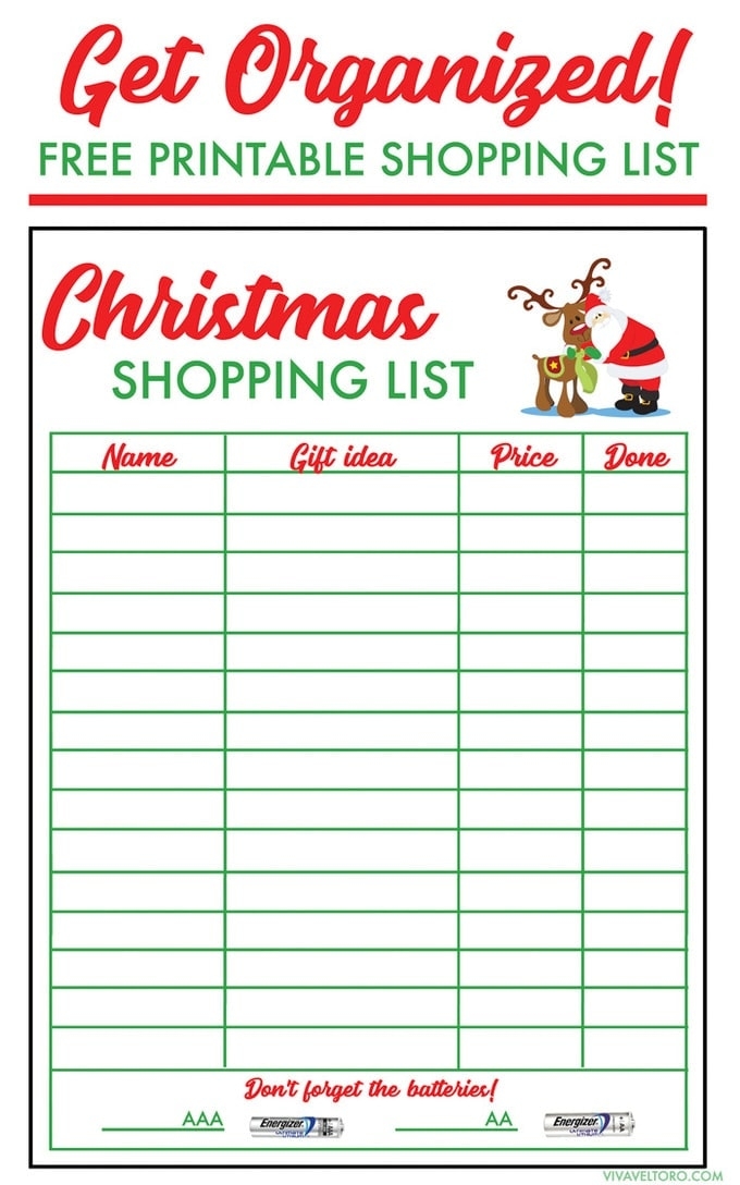 Printable Christmas Gift Shopping List