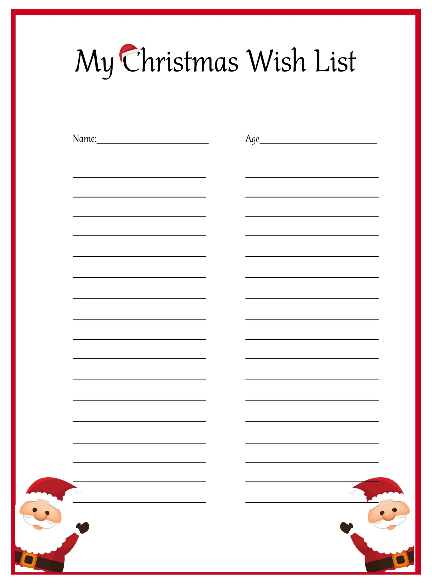 Printable Christmas Lists Printable Calendars AT A GLANCE