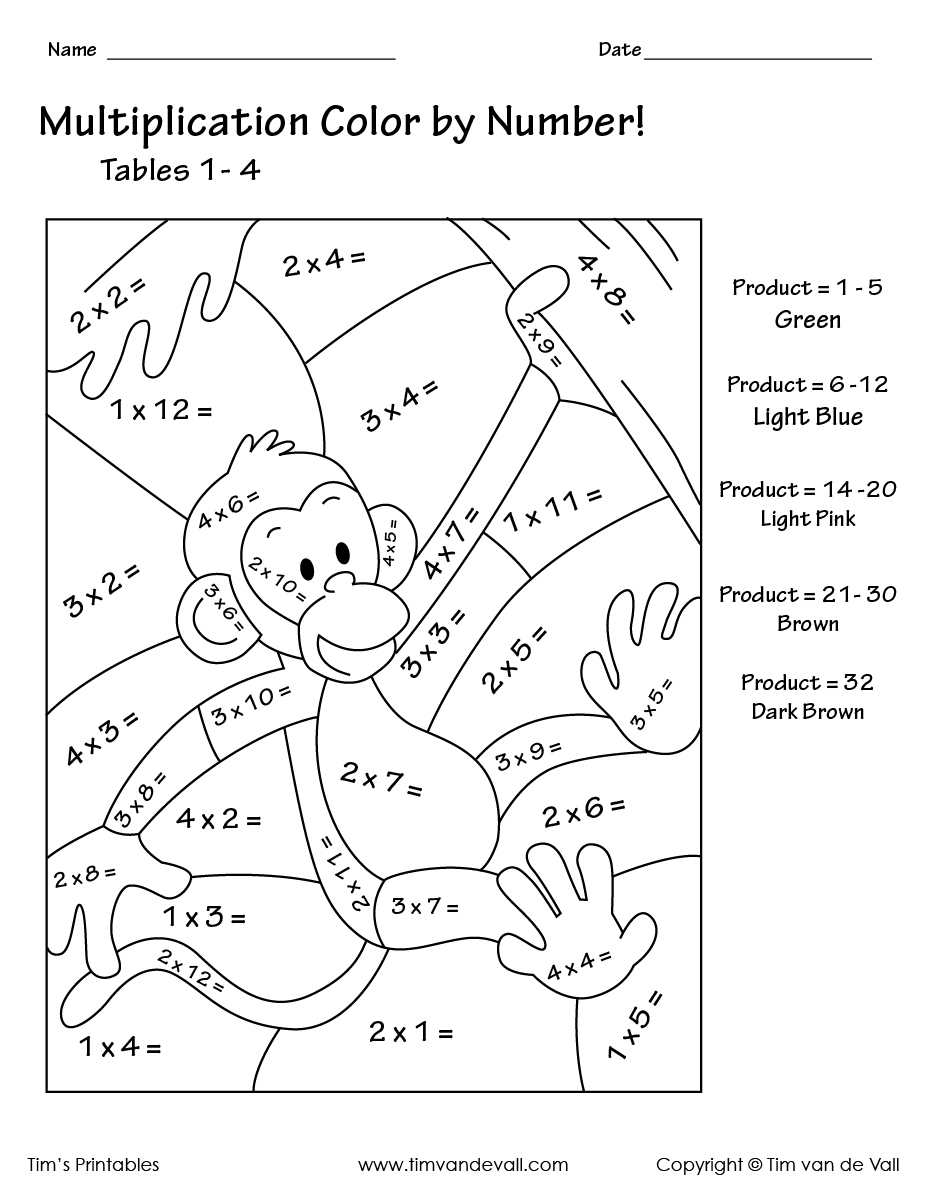 Printable Color By Number Multiplication Pdf Free Printable Word Searches