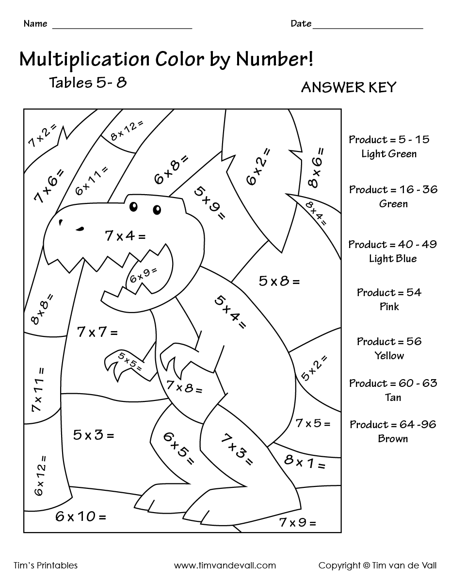Printable Color By Number Multiplication Worksheets PDF Tim 39 s Printables
