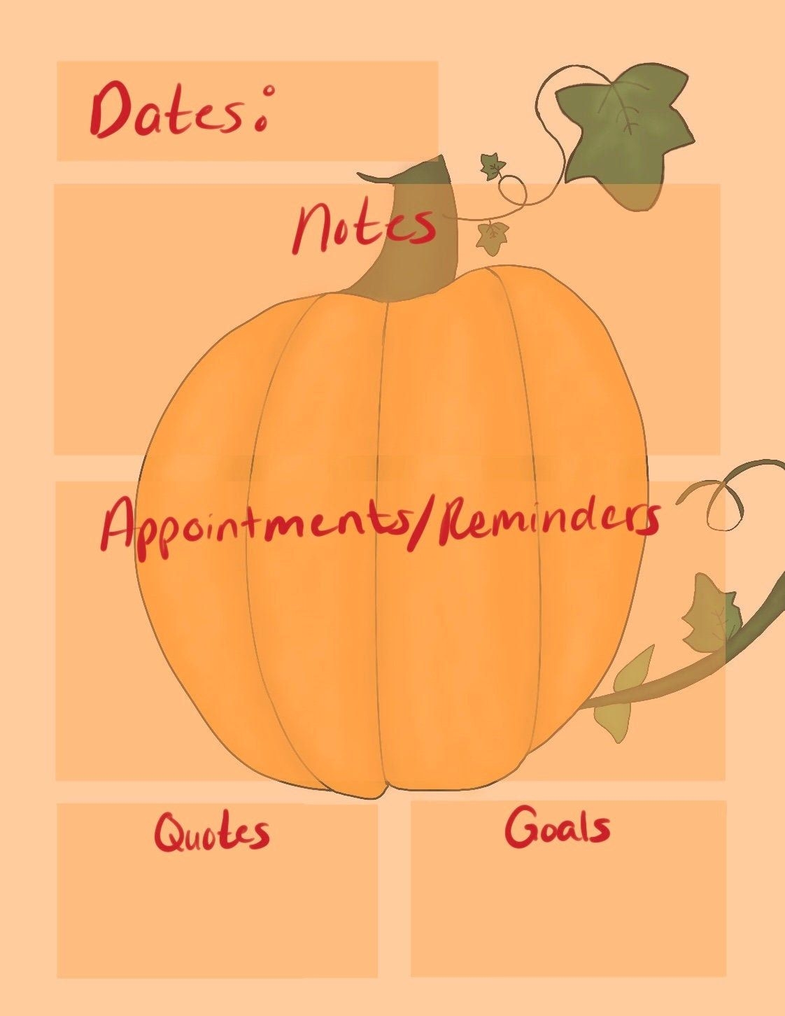 Printable Daily Planner Pages W Pumpkin Background Etsy Daily 