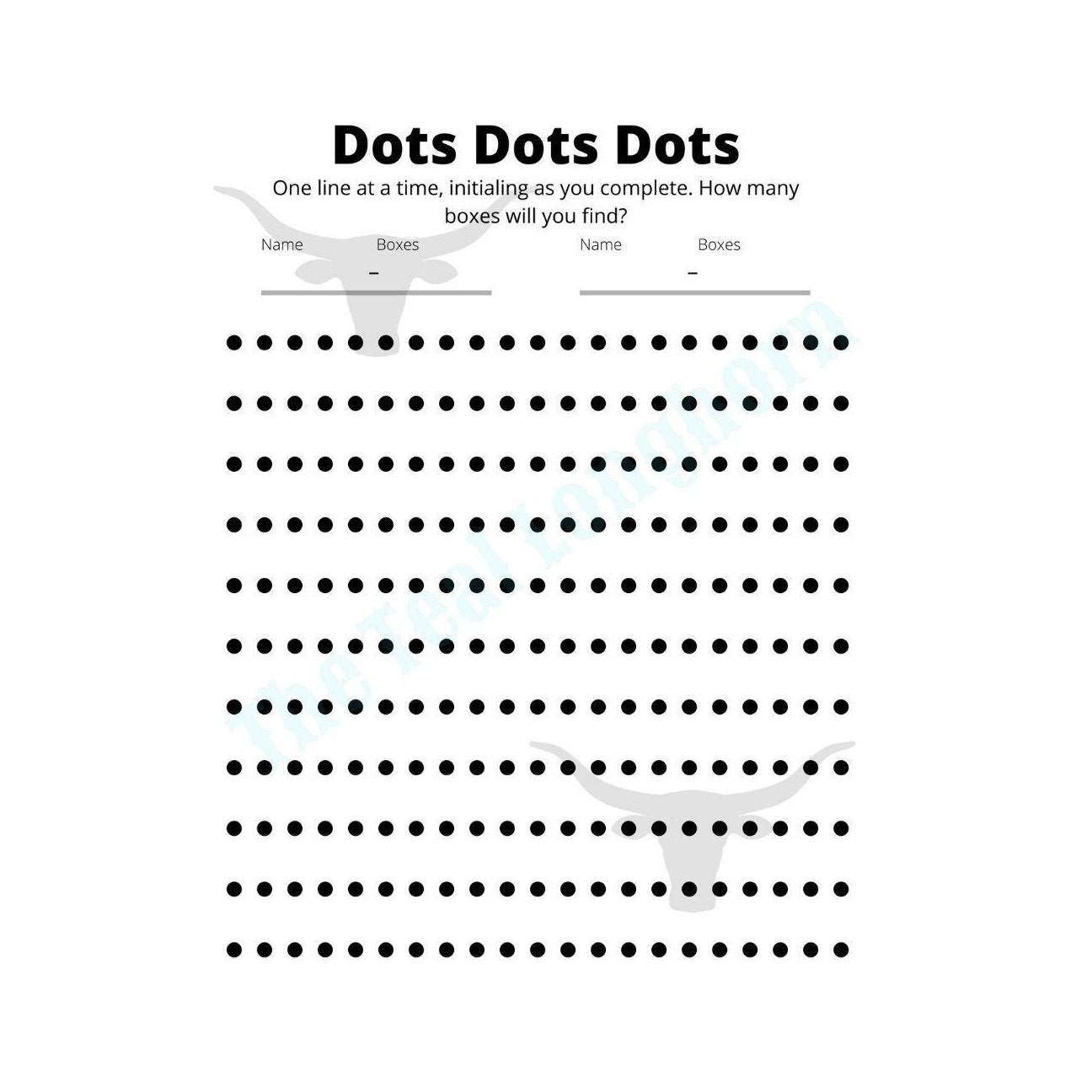 Printable Dots Game Printable Travel Dots Game Printable Dots Paper 