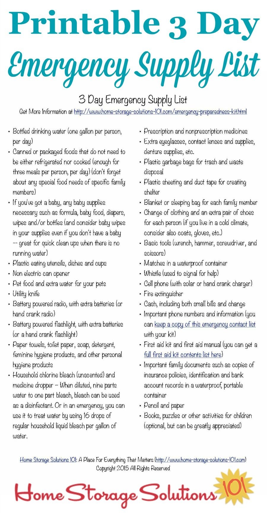 Printable Emergency Food List