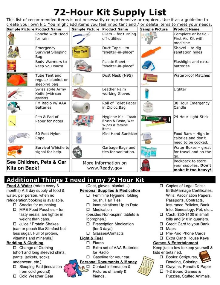 Printable Emergency Food List