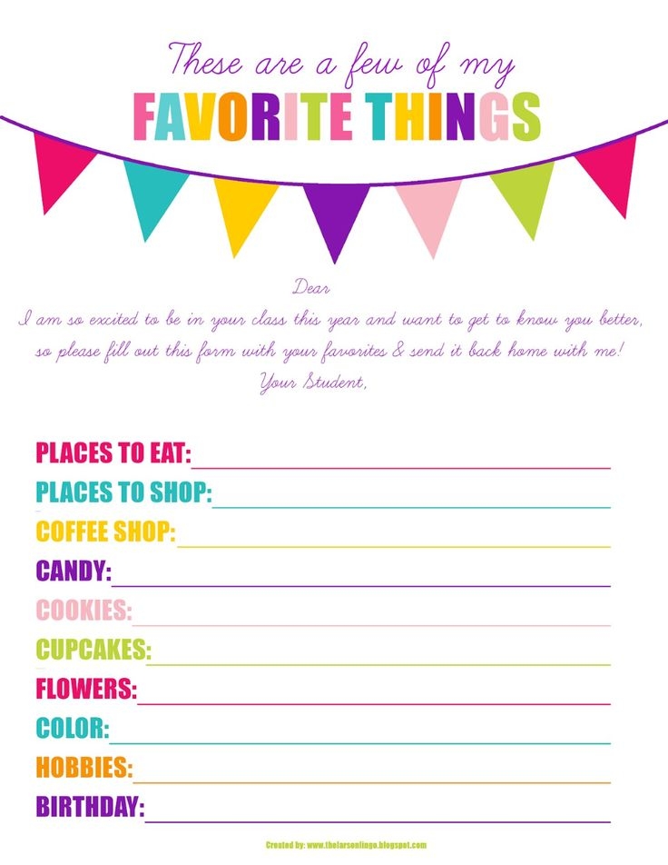 Printable Employee Favorite Things List Free Printable Templates