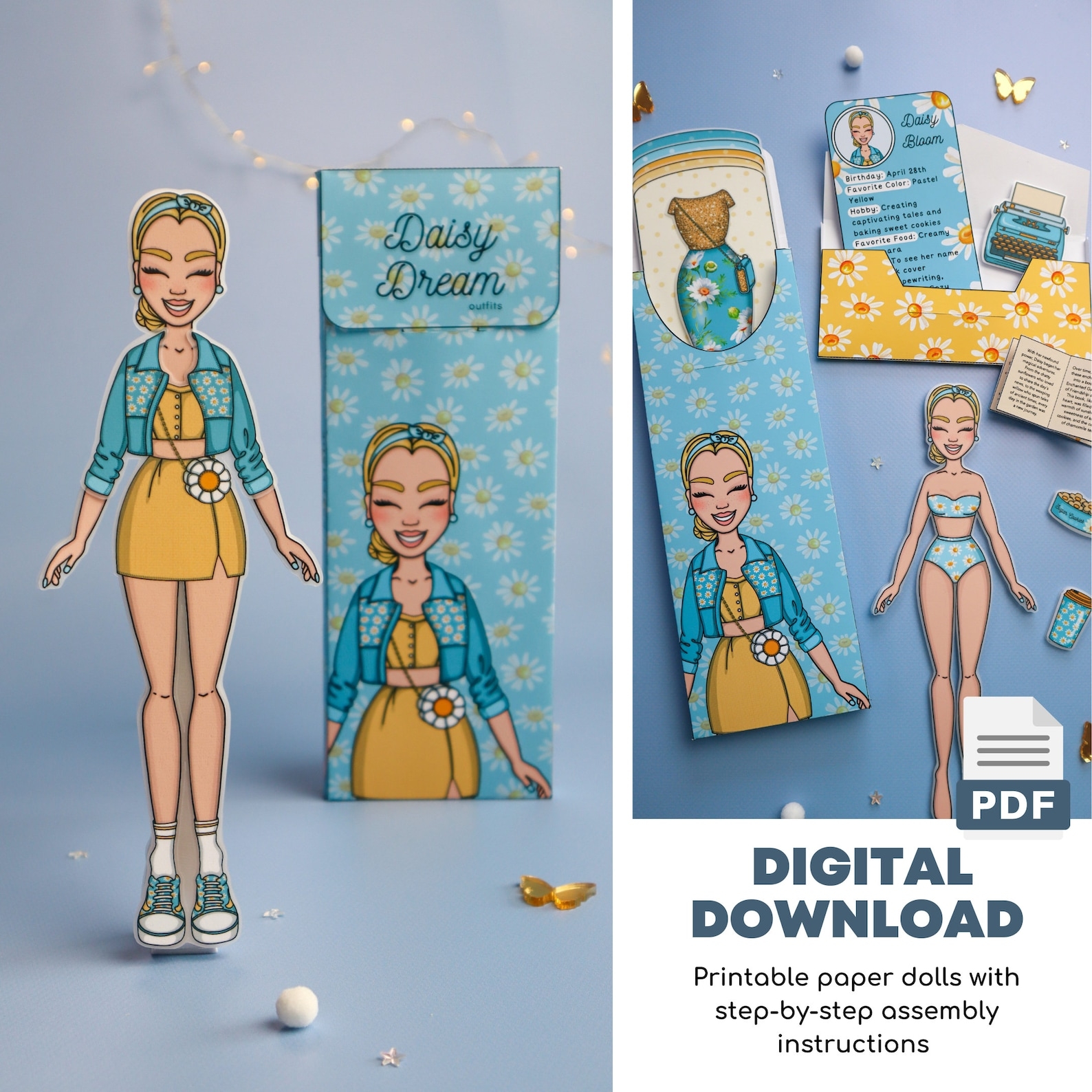 Printable Floral Paper Dolls Kit Frolic Flock