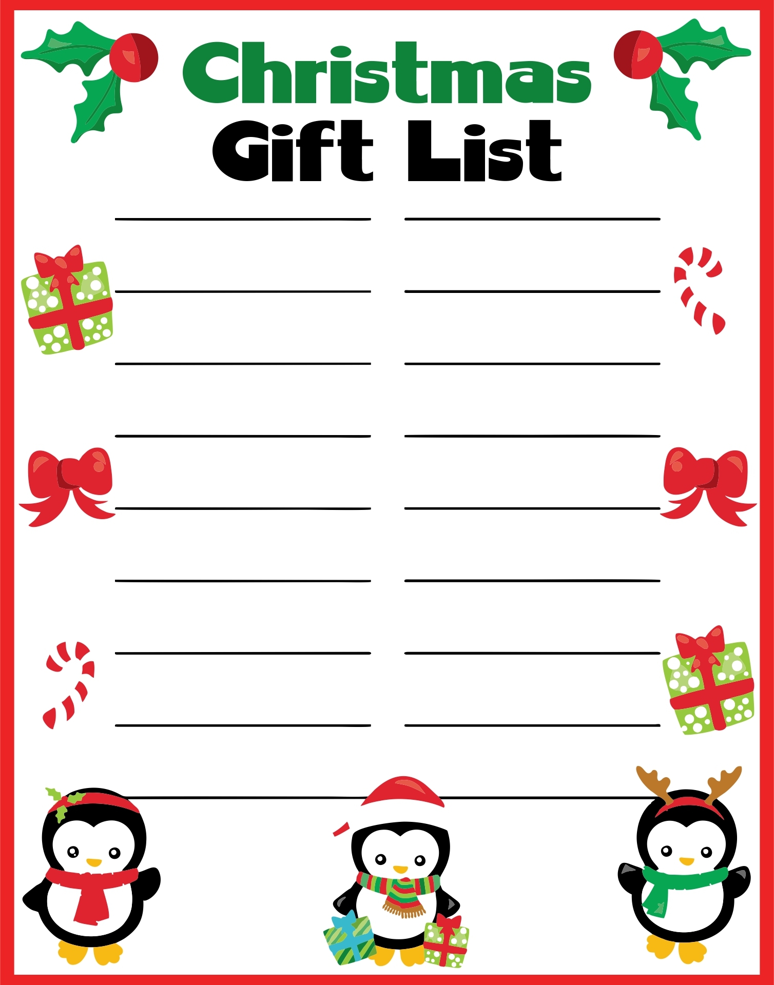 Printable Gift List Printable Calendars AT A GLANCE