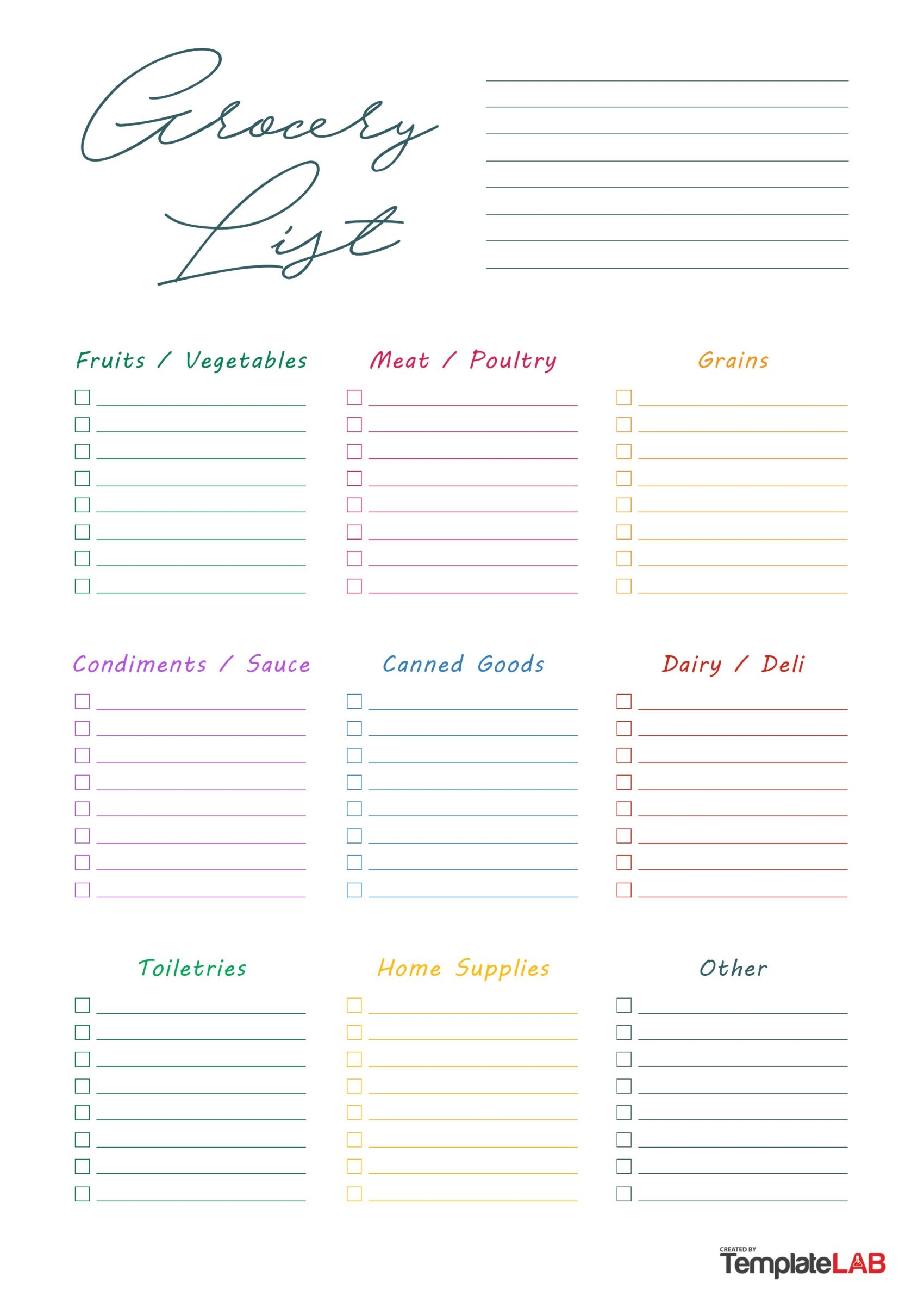 Printable Grocery List