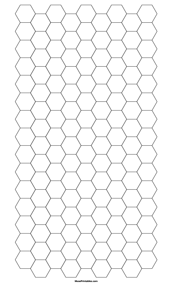 Printable Half Inch Black Hexagon Graph Paper For Legal Paper