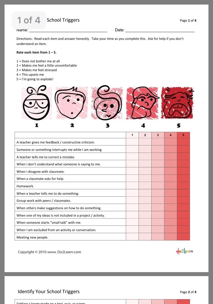 Printable Identifying Triggers Worksheets Printable Worksheets