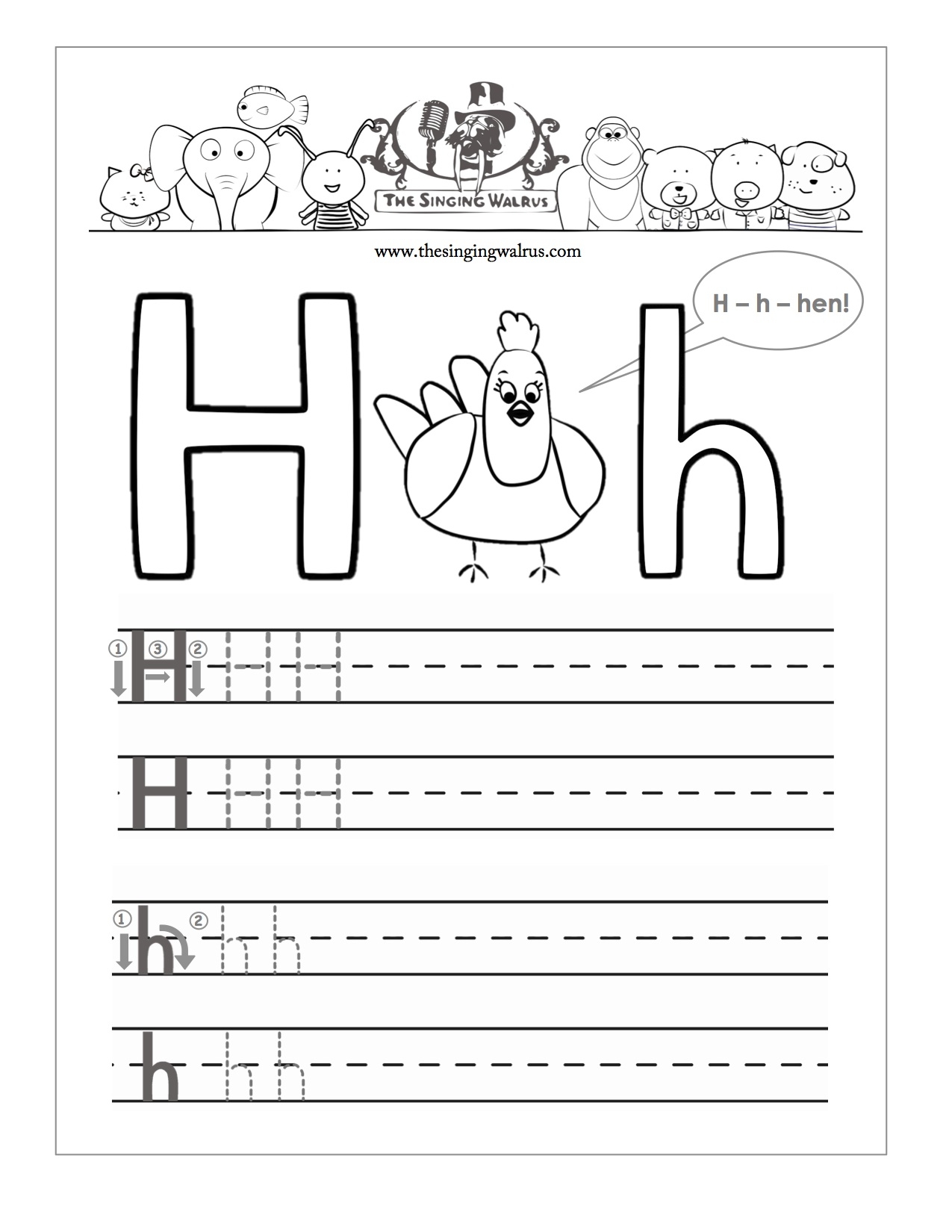 Printable Letter H Worksheets