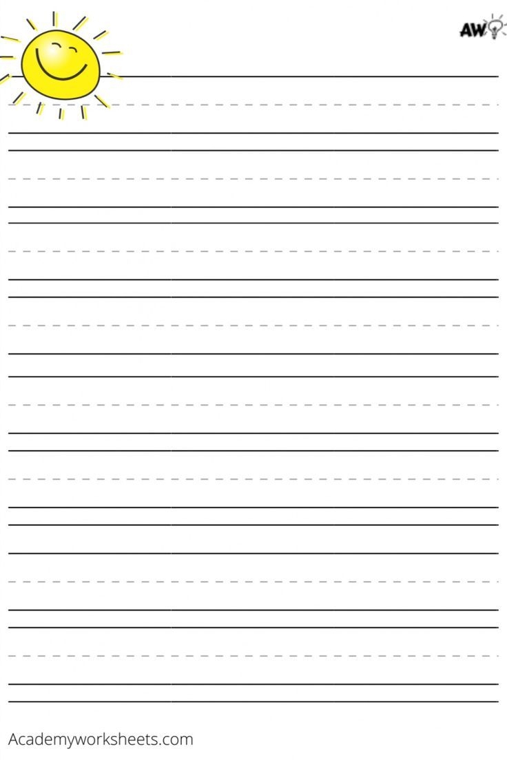 Printable Lined Paper For Kids Children Elementary Age