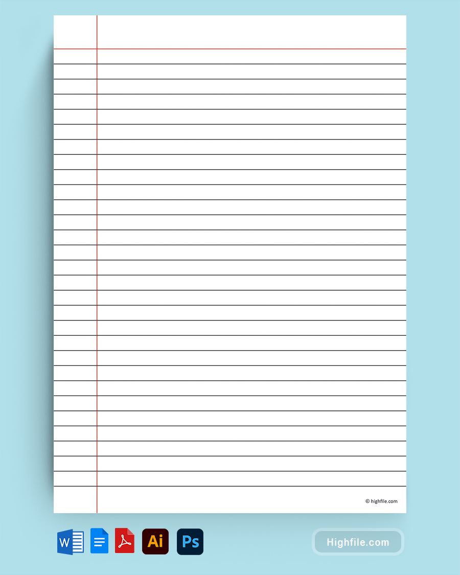 Printable Lined Paper PNG Word Google Docs PDF Adobe 