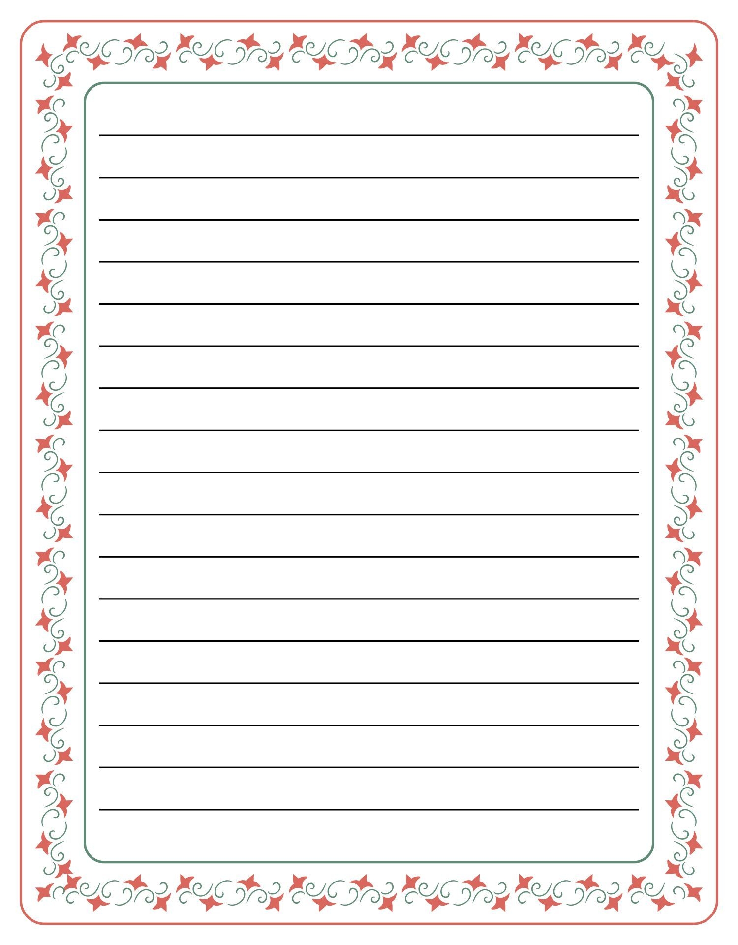 Printable Lined Paper With Festive Borders