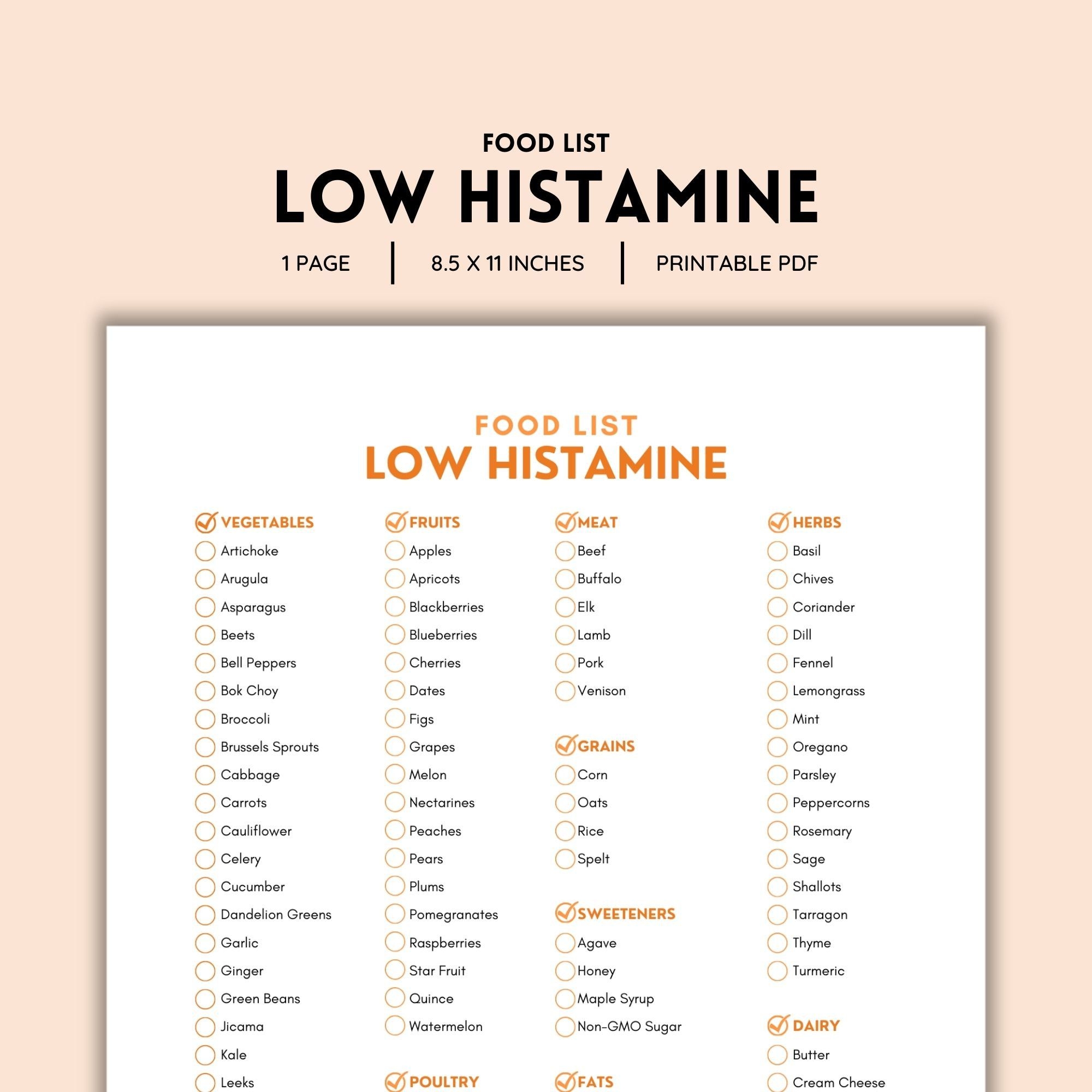 Printable Low Histamine Diet Food List NBKomputer