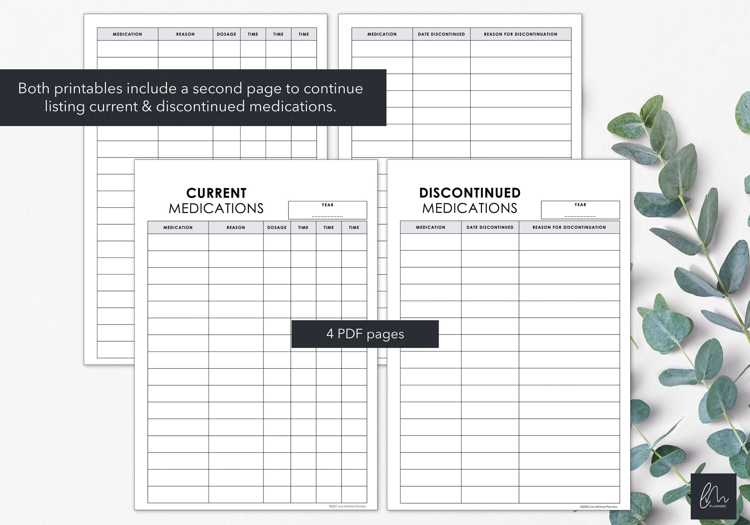 Printable Medication Lists Manage Current Discontinued Etsy
