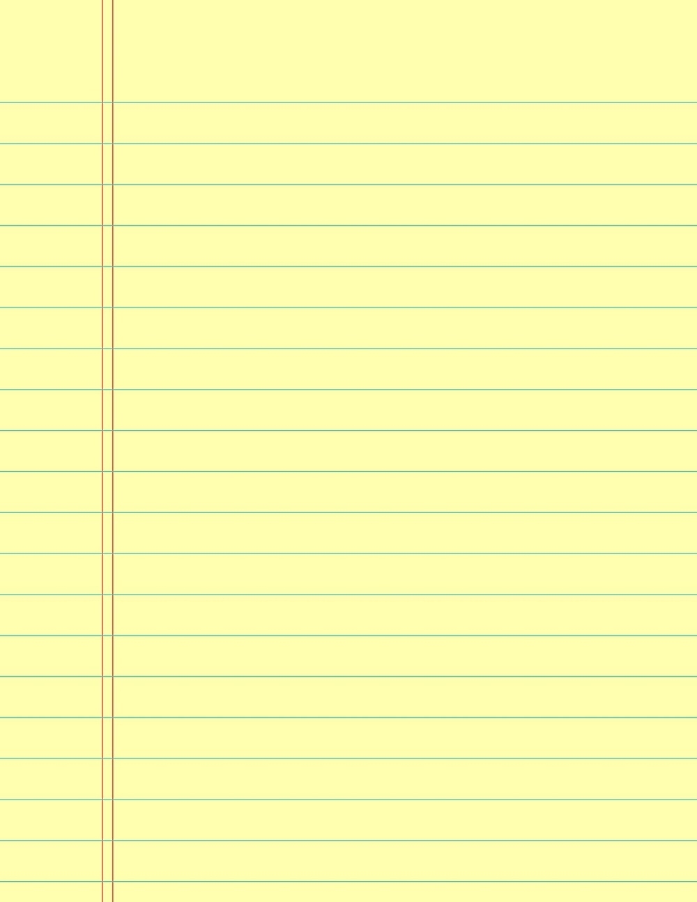 Printable Notebook Paper Free Yellow Learning Printable