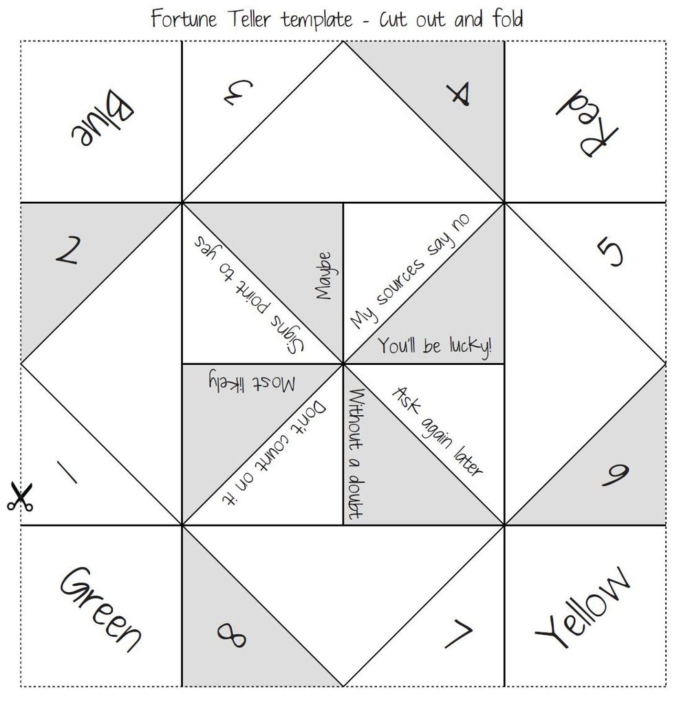Printable Origami Fortune Teller Template Printable Templates