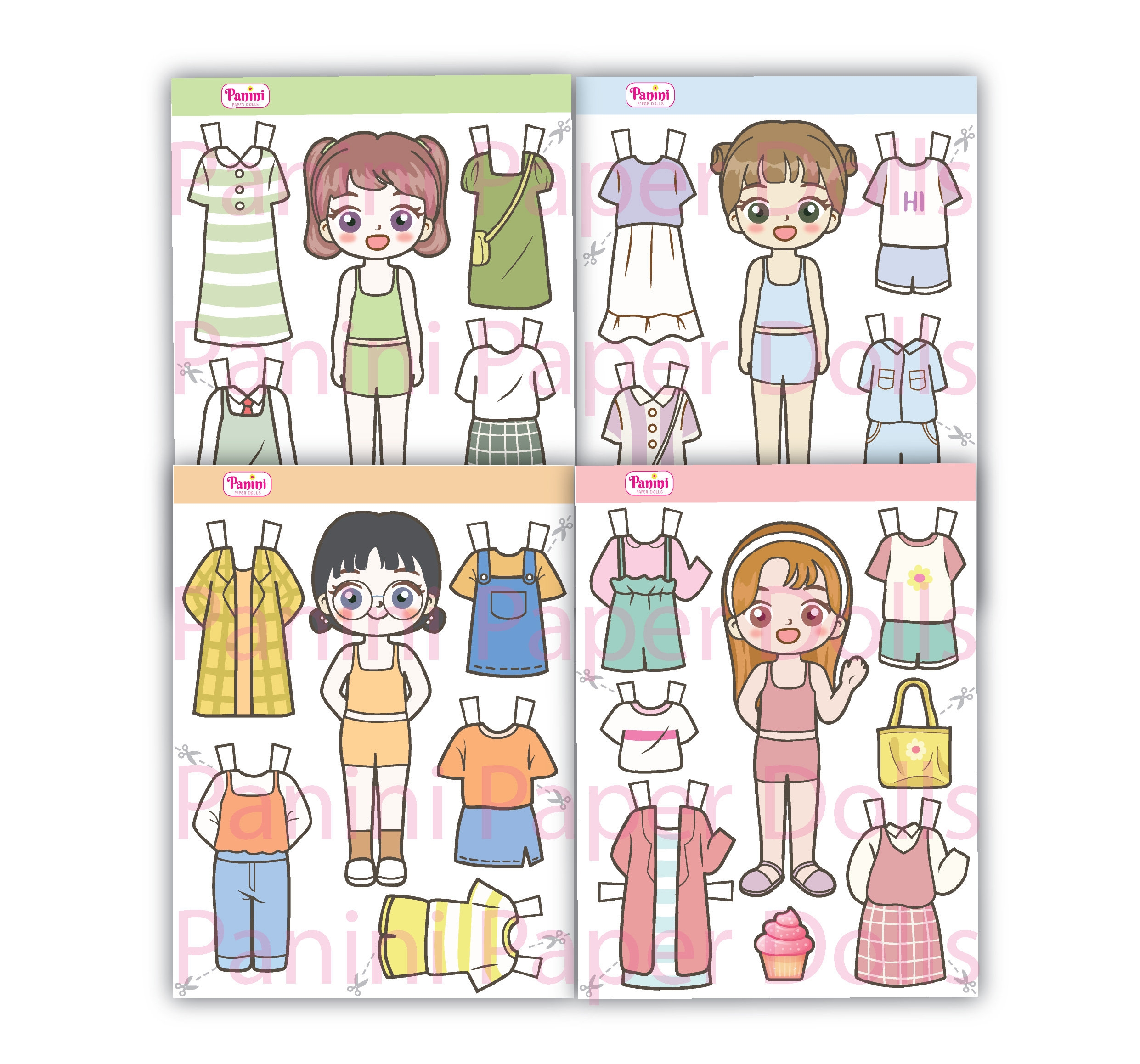 Printable Paper Doll Cute Kawaii Paper Dolls Dress Up Toys Instant Printable Paper Doll Cute Kawaii Paper Dolls Dress Up Toys Instant