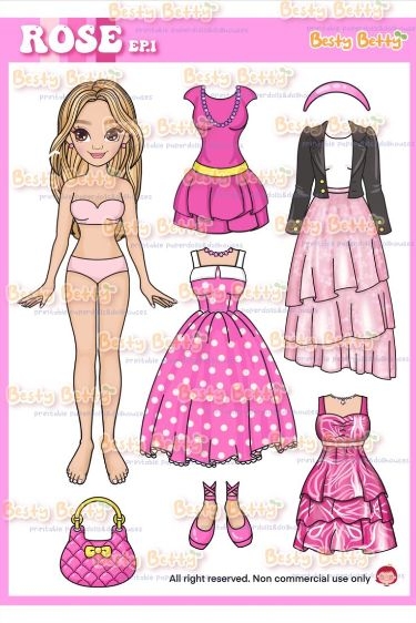 Printable Paper Doll Dress Up Set With Pouch PDF For Girl Craft 