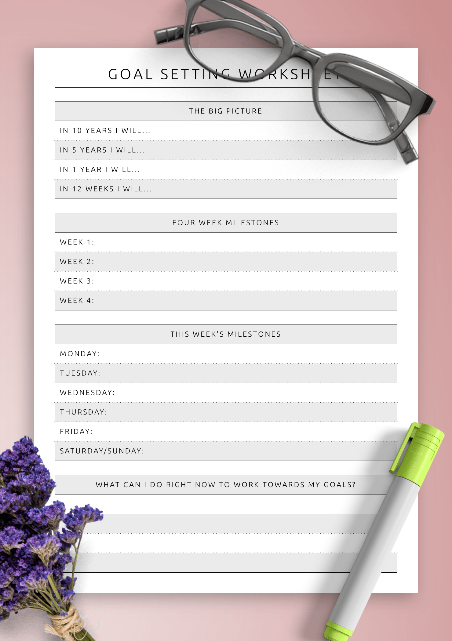 Printable Pdf Goal Setting Worksheet Printable Word Searches