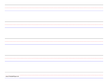 Printable Penmanship Paper 5 Colored Lines Landscape