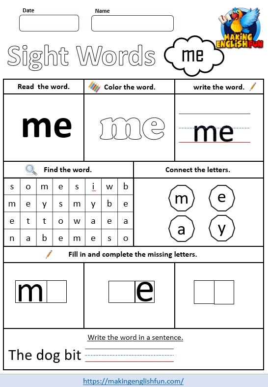 Printable Sight Word Worksheets NBKomputer