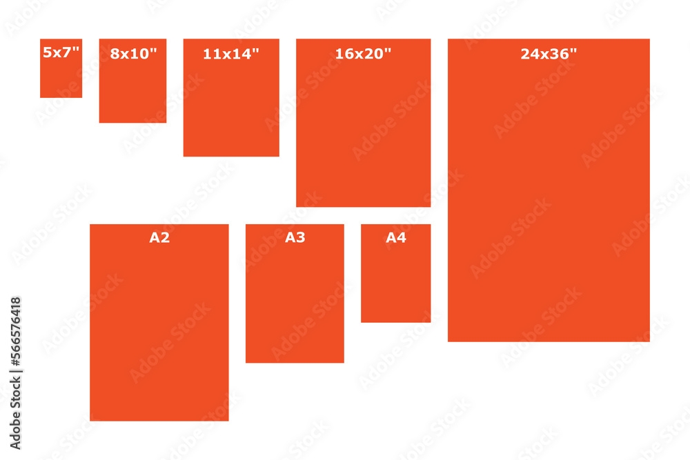 Printable Sizes Guide Graphic Poster Printing Standards Illustration 